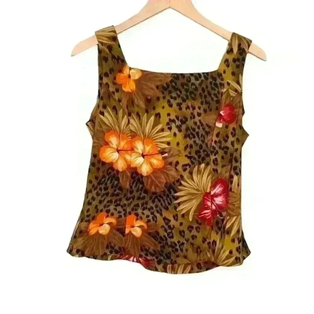 Vintage John Roberts Sleeveless Tropical Crop Blouse Top